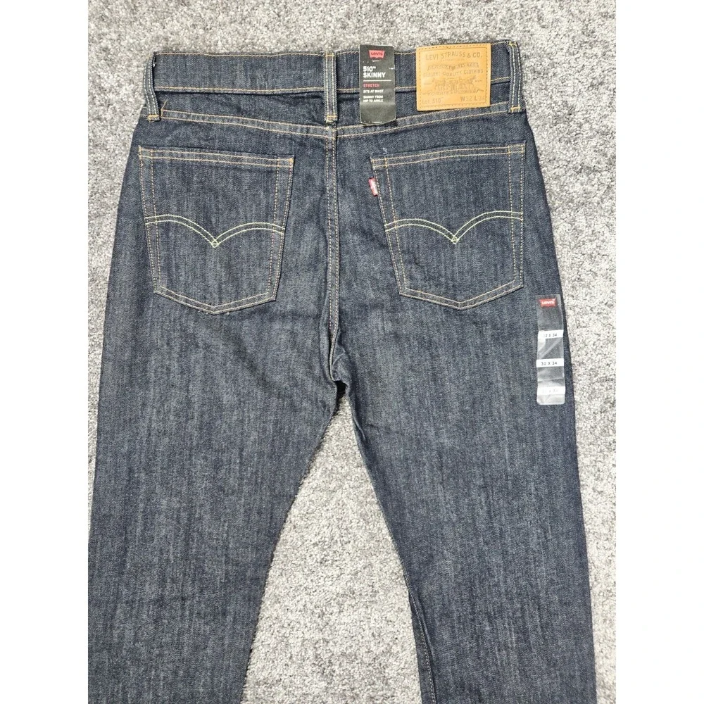 Levi's 510 Premium Skinny Stretch Jeans Dark Wash Actual 31x34 Tag 32x34 NWT